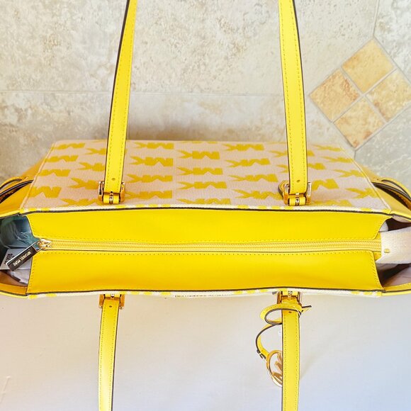 Michael Kors Gilly LG Drawstring Shoulder Tote Bag MK Graphic Logo Golden Yellow - Picture 9 of 15